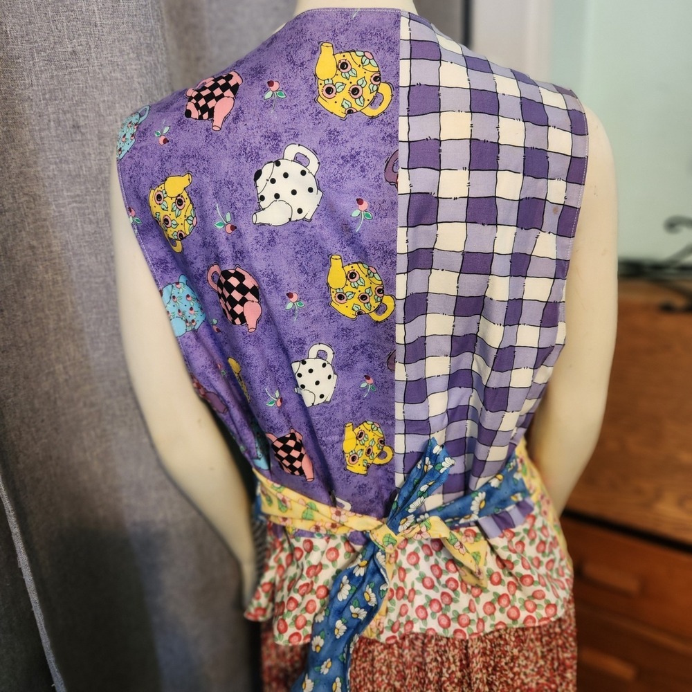 Hand Made Patchwork Granny Tea Party Quilted Vest Embellished Applique Cottage - Picture 7 of 15